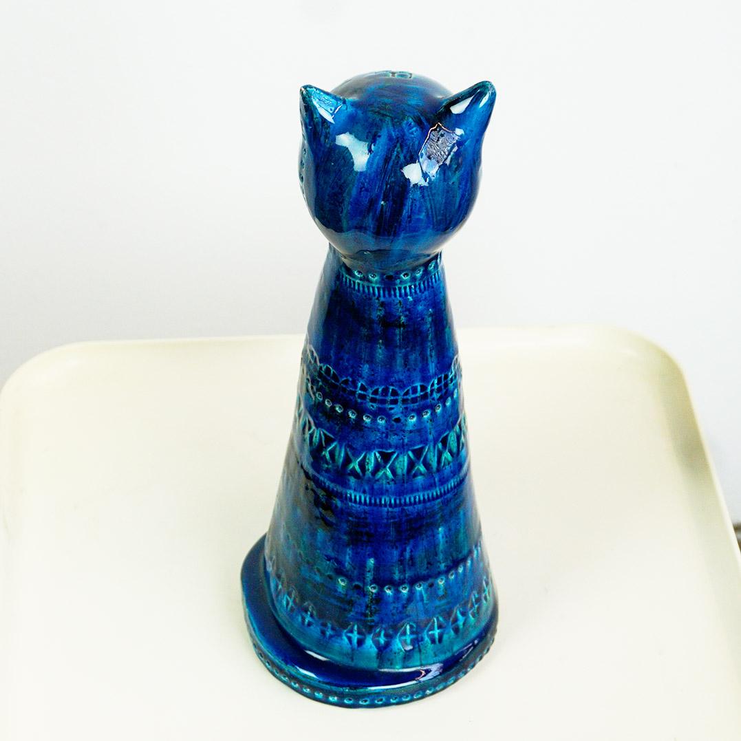 Gato de cerámica italiano de mediados de siglo Rimini Blu de Aldo Londi para Bitossi Cerámico en venta