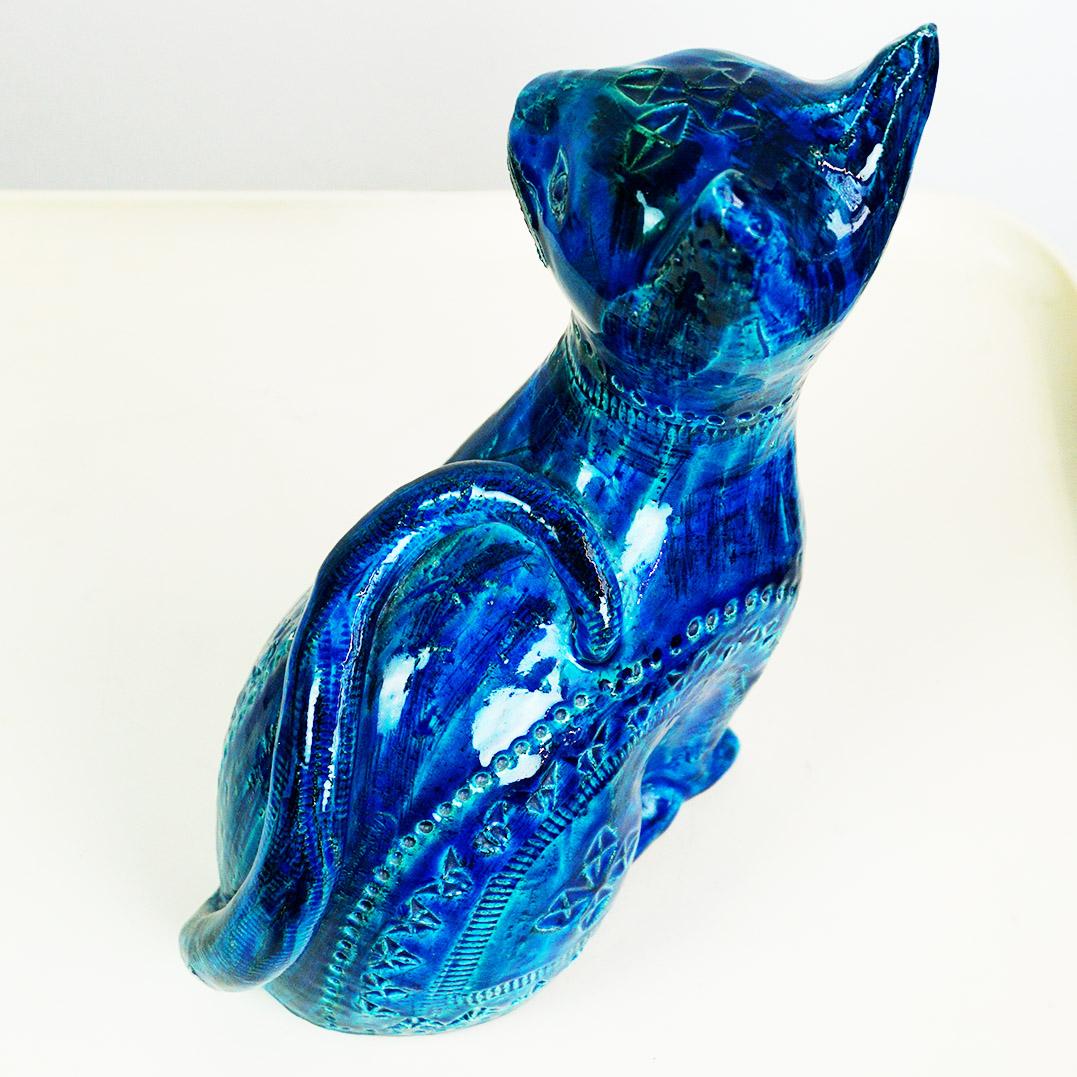 Gato de cerámica italiano de mediados de siglo Rimini Blu de Aldo Londi para Bitossi Cerámico en venta