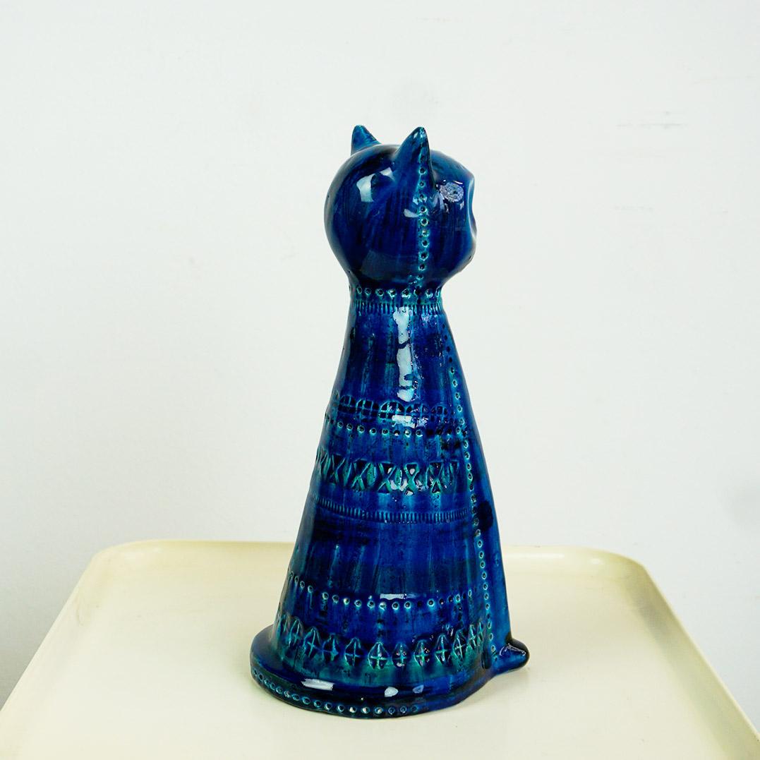 Gato de cerámica italiano de mediados de siglo Rimini Blu de Aldo Londi para Bitossi en venta 1