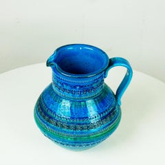 Jarra de cerámica italiana de mediados de siglo Rimini Blu de Aldo Londi para Bitossi