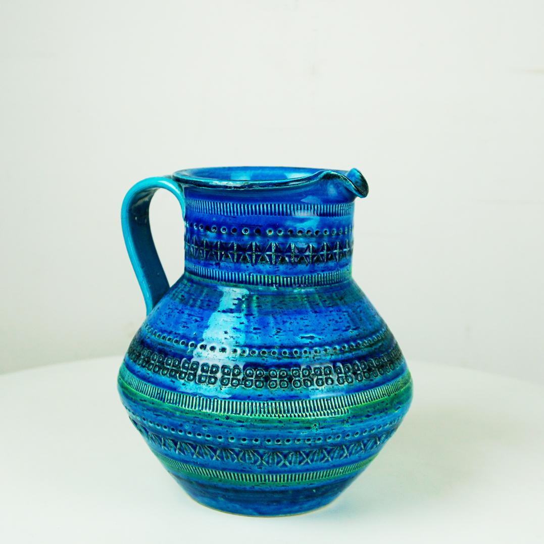 Metà XX secolo Italian Midcentury Rimini Blu Ceramic Jar by Aldo Londi for Bitossi in vendita