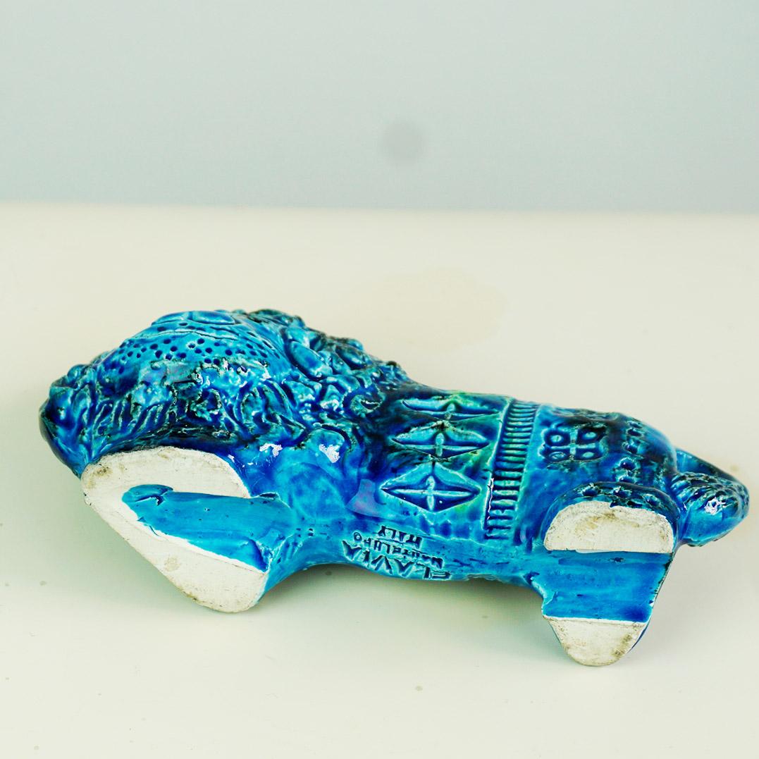 Lion en céramique Rimini Blu du milieu du siècle dernier par Aldo Londi pour Bitossi en vente 2