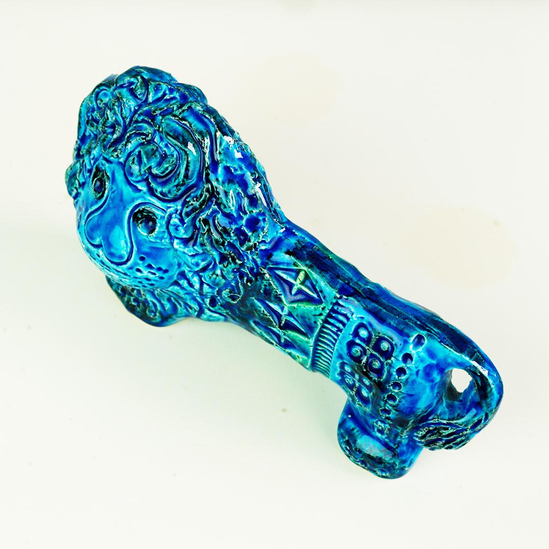 Lion en céramique Rimini Blu du milieu du siècle dernier par Aldo Londi pour Bitossi en vente 1