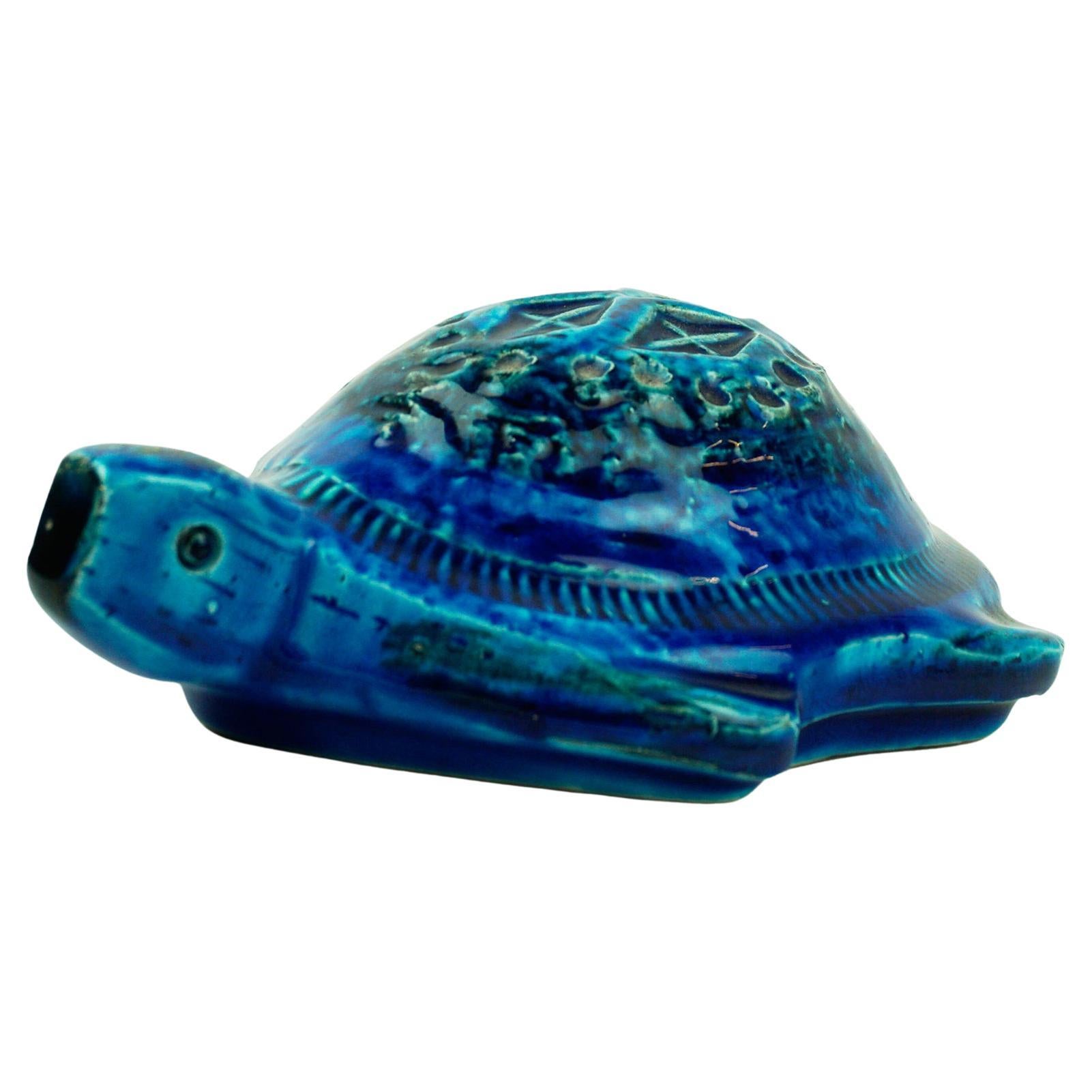Italian Midcentury "Rimini Blu" Ceramic Turtle by Aldo Londi for Bitossi