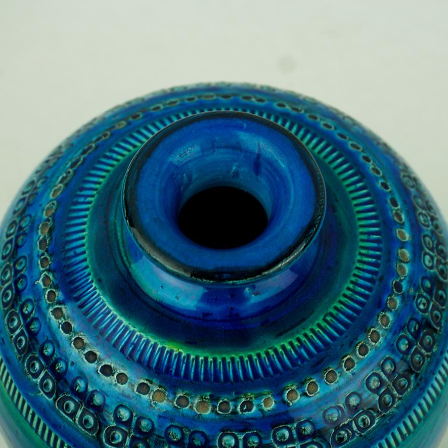Mid-Century Modern Vase italien en céramique Rimini Blu du milieu du siècle dernier par A. Londi, Sardartis Castelsardo en vente