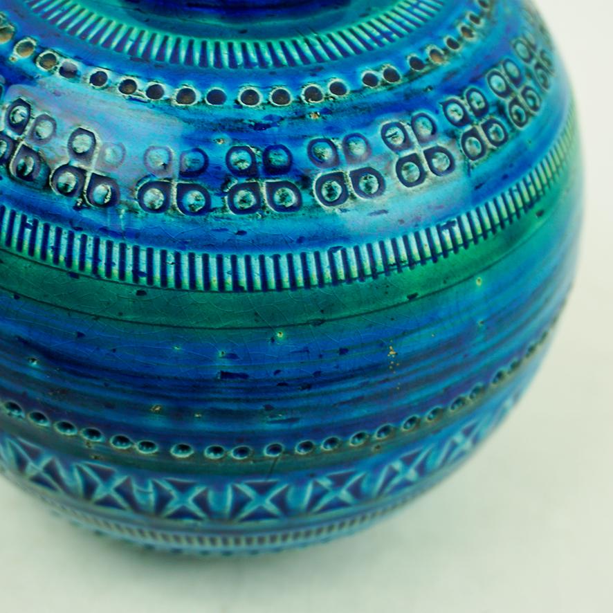 Glazed Italian Midcentury Rimini Blu Ceramic Vase by A. Londi, Sardartis Castelsardo For Sale