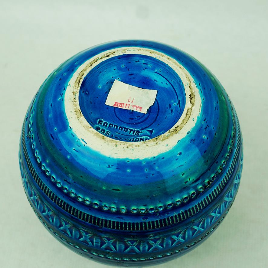 Italian Midcentury Rimini Blu Ceramic Vase by A. Londi, Sardartis Castelsardo In Good Condition For Sale In Vienna, AT