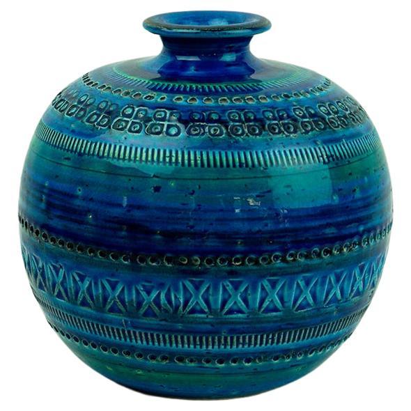 Italienische Rimini-Blaue Keramikvase aus der Mitte des Jahrhunderts von A. Londi, Sardartis Castelsardo im Angebot