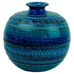 Italienische Rimini-Blaue Keramikvase aus der Mitte des Jahrhunderts von A. Londi, Sardartis Castelsardo
