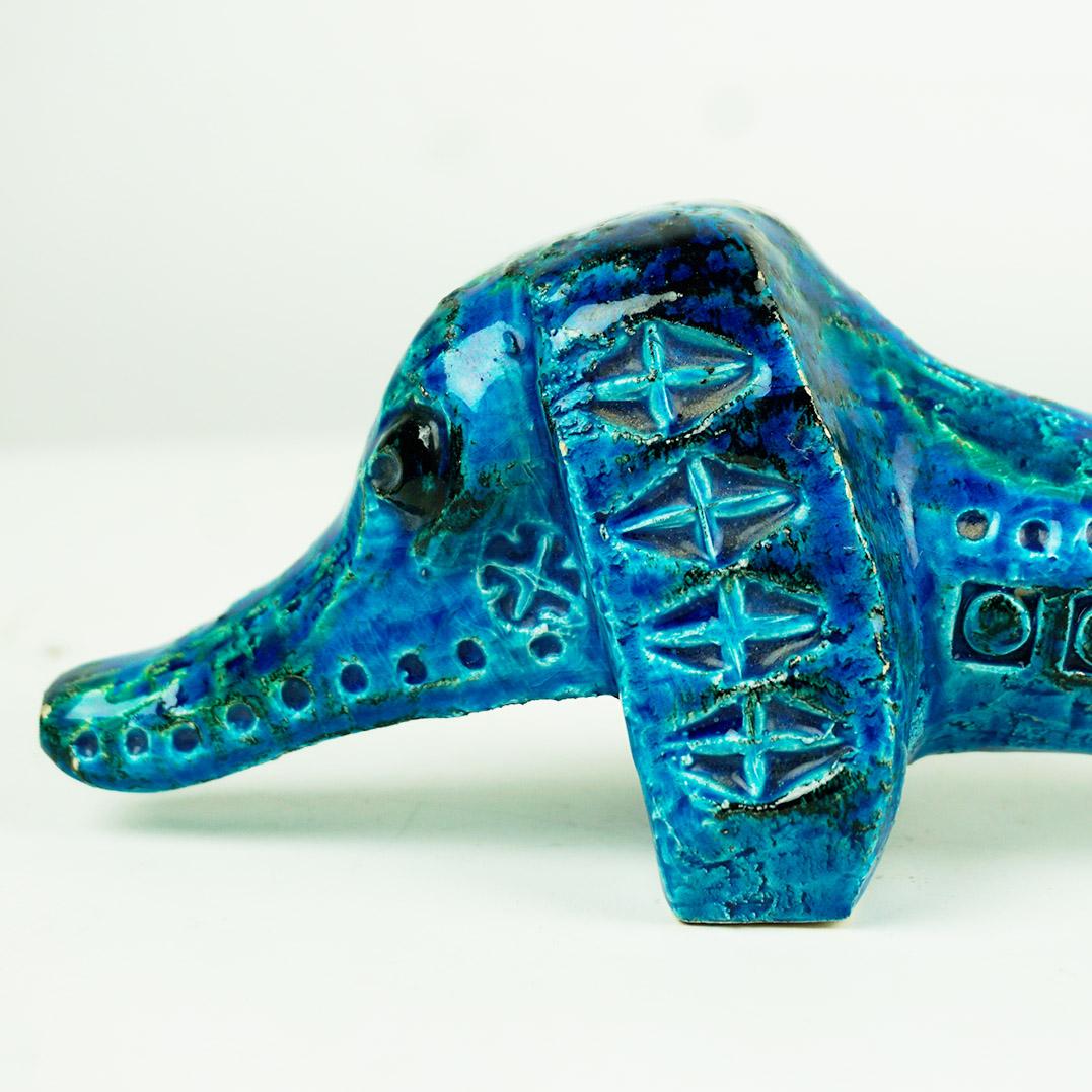 Italian Midcentury Rimini Blu Dachshund by Aldo Londi for Bitossi In Good Condition In Vienna, AT