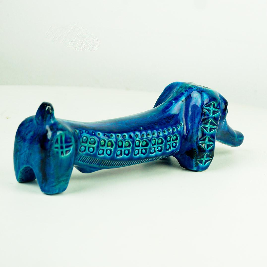 Italienischer Rimini Blu Dachshund aus der Mitte des Jahrhunderts von Aldo Londi für Bitossi (Keramik)