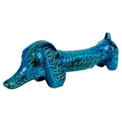 Italian Midcentury Rimini Blu Dachshund by Aldo Londi for Bitossi