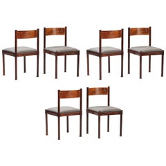 Italian Midcentury Rosewood Dining Chairs, Set of Six