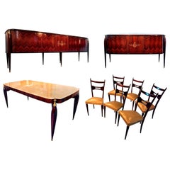 Italian Midcentury Rosewood Dining Room Set, 1950s