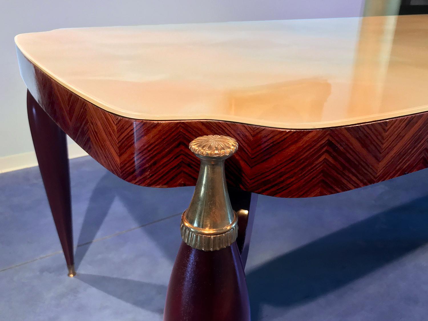 Brass Italian Mid-Century Dining Table Paolo Buffa Style, 1950s