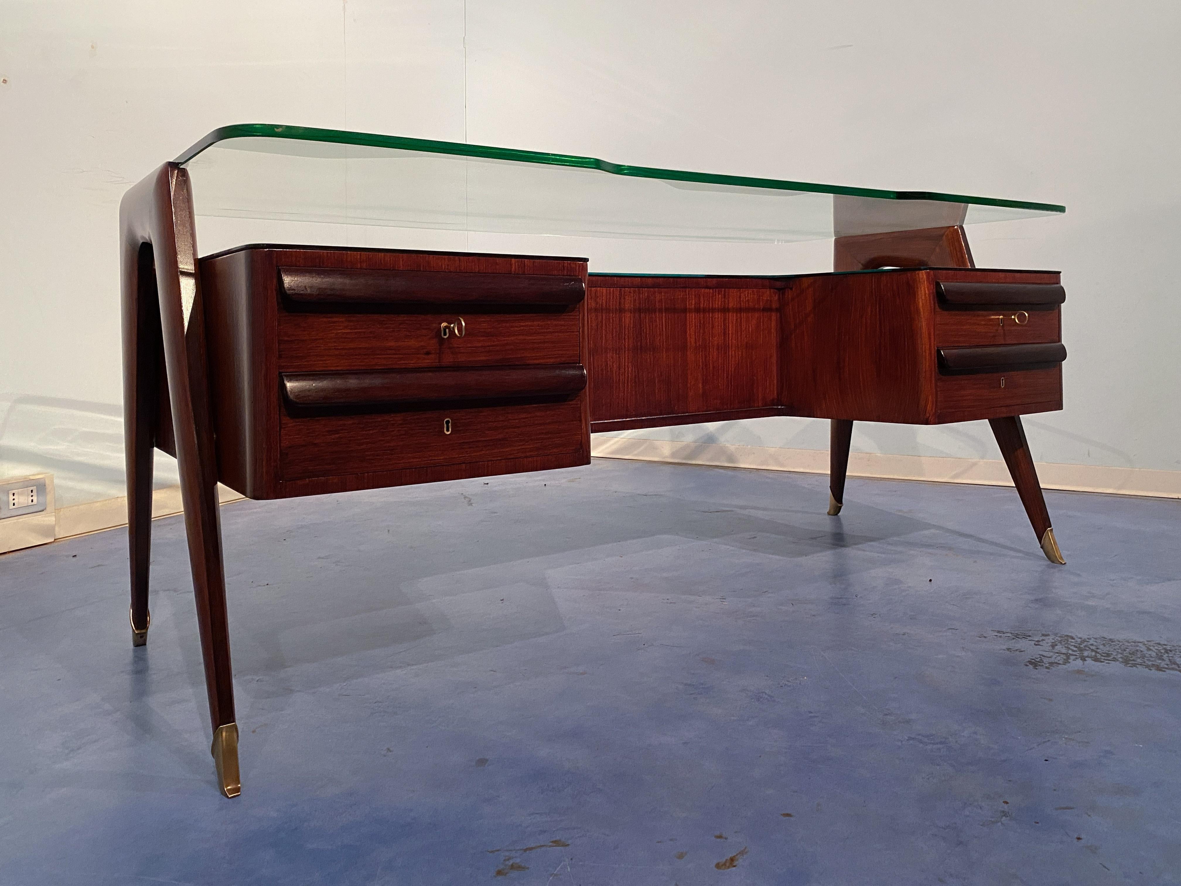 Italian Midcentury  Executive Desk by Vittorio Dassi, 1950s In Good Condition In Traversetolo, IT