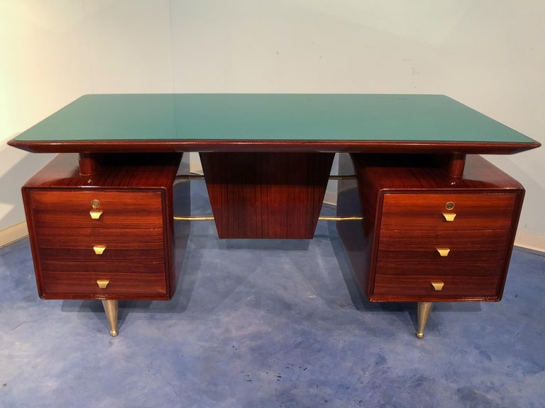 Italian Midcentury  Executive Desk with Chairs, Vittorio Dassi, 1950s  In Good Condition For Sale In Traversetolo, IT
