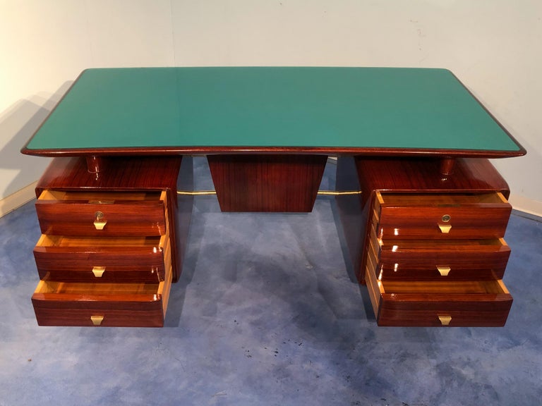 Italian Midcentury  Executive Desk with Chairs, Vittorio Dassi, 1950s  For Sale 1
