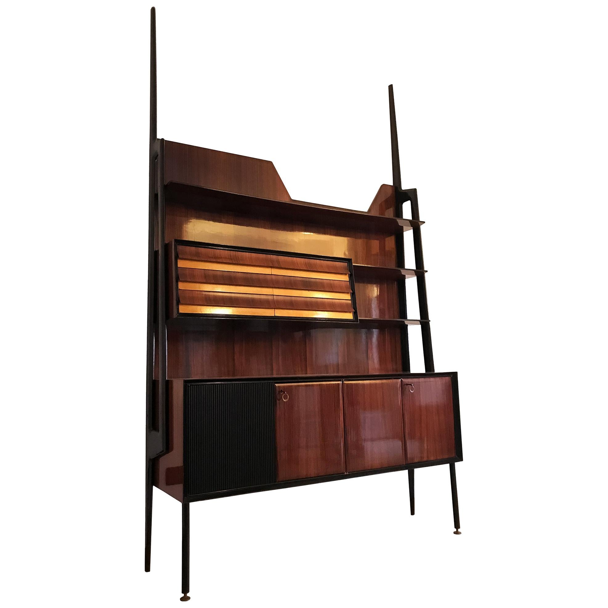 Italian Midcentury Self-Standing Wall Unit or Bookcase by Vittorio Dassi, 1950s