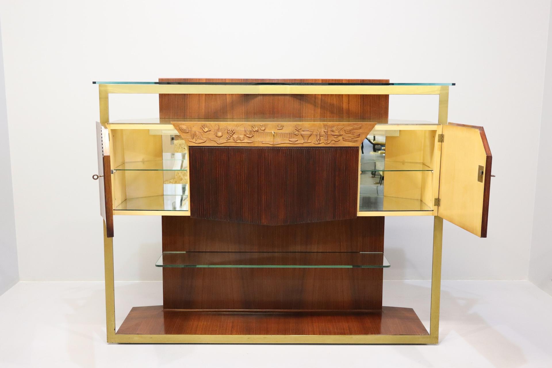 Italian Midcentury Rosewood Sideboard or Bar Cabinet by Vittorio Dassi, 1950s For Sale 4