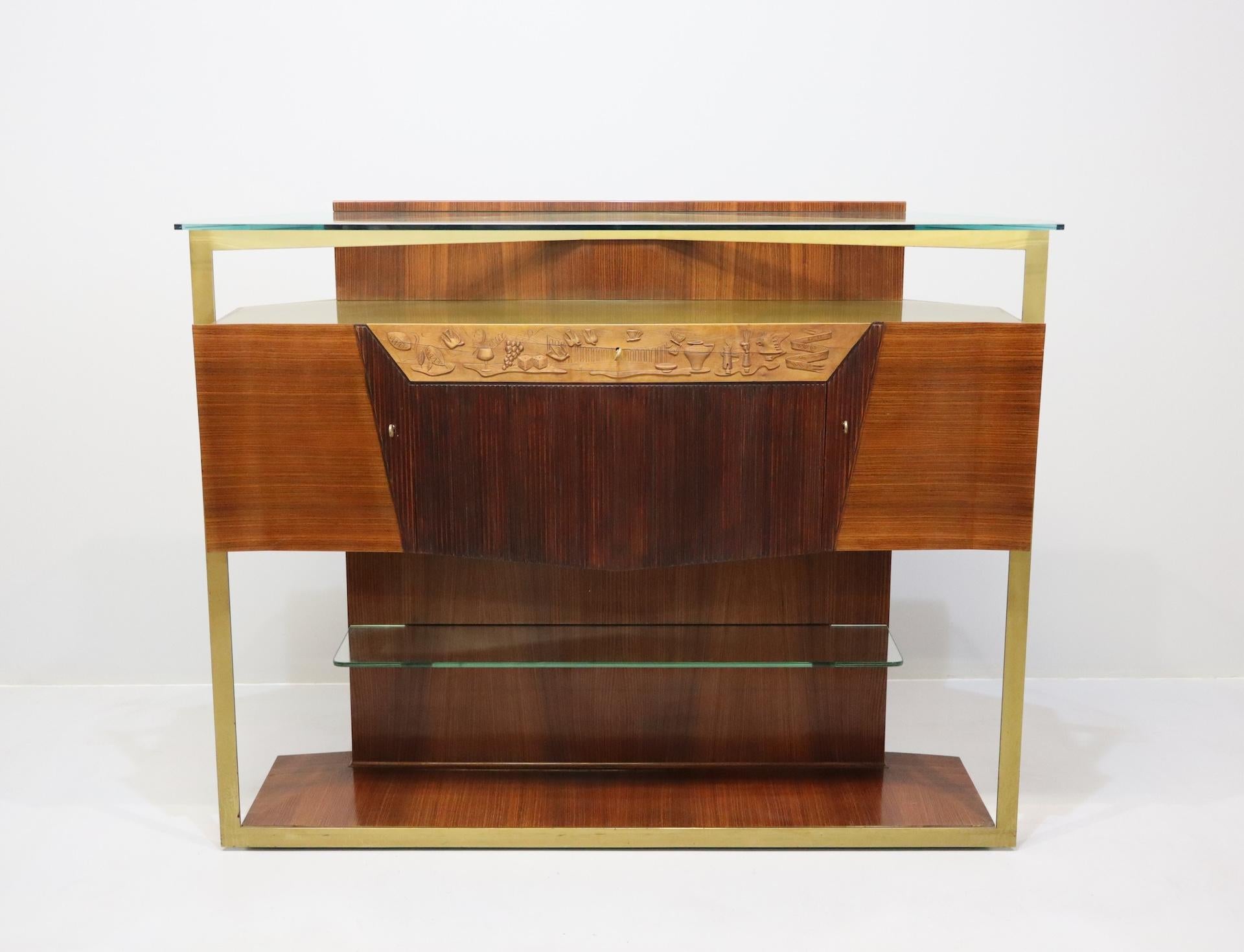 Italian Midcentury Rosewood Sideboard or Bar Cabinet by Vittorio Dassi, 1950s For Sale 9