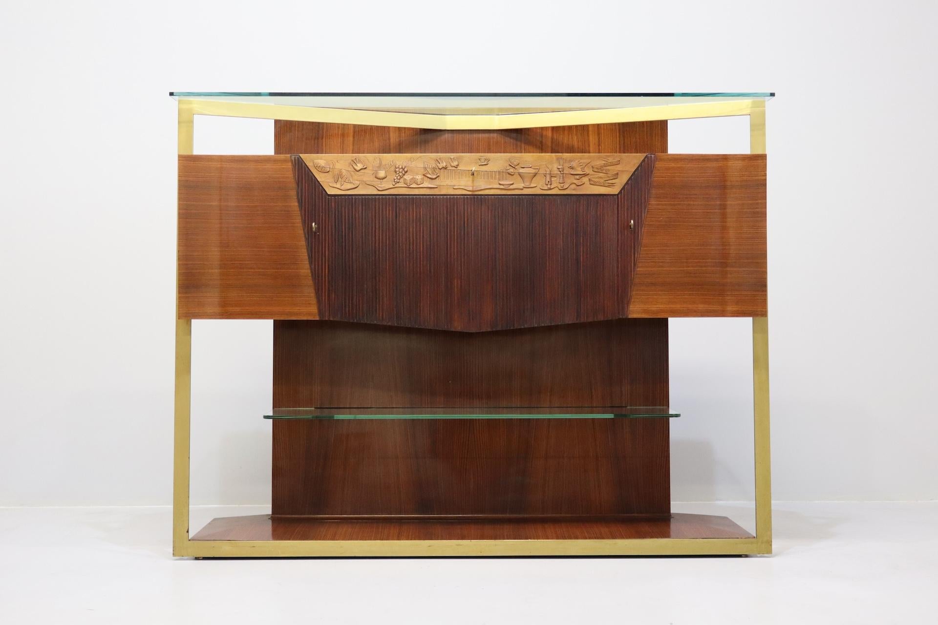 Italian Midcentury Rosewood Sideboard or Bar Cabinet by Vittorio Dassi, 1950s For Sale 10
