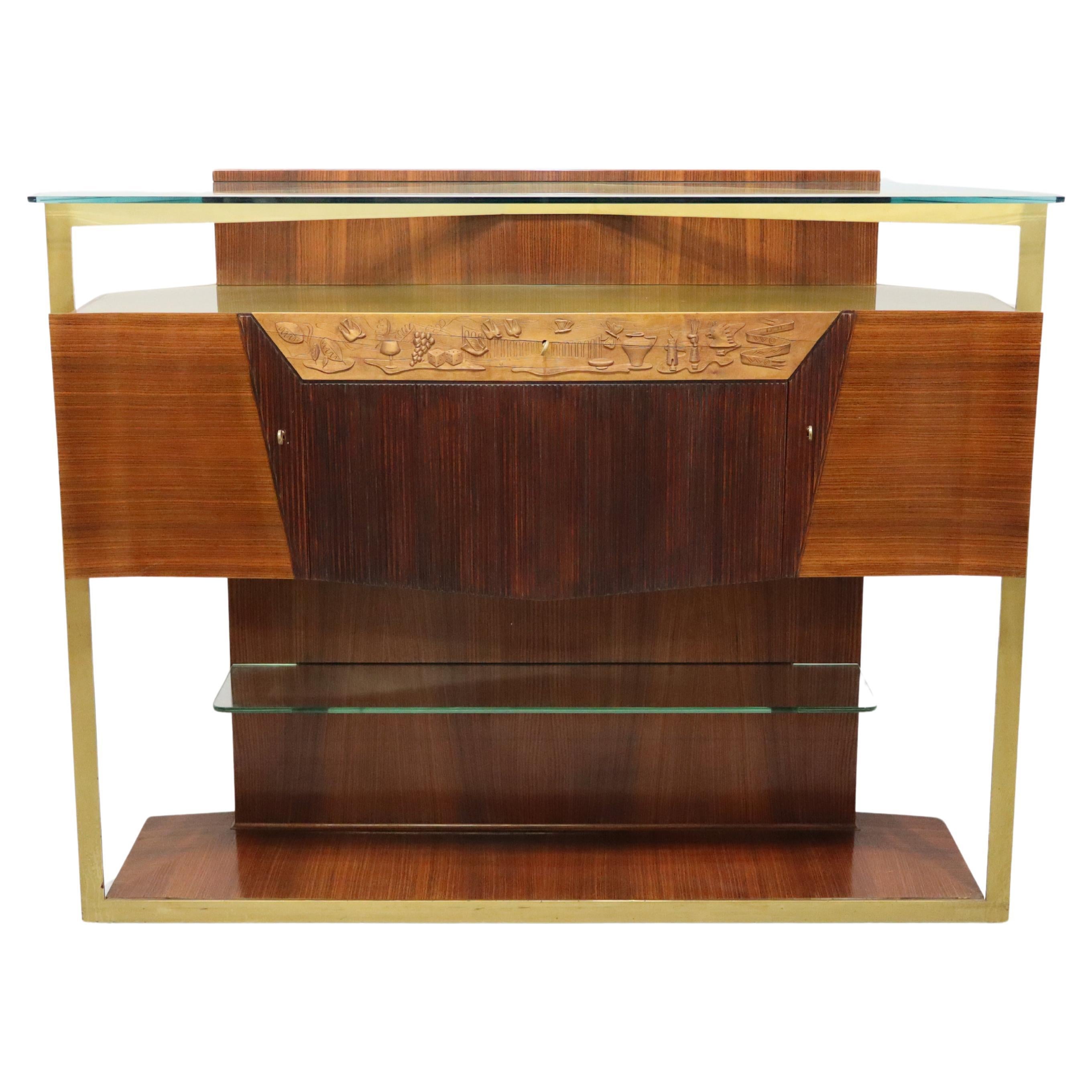 Italian Midcentury Rosewood Sideboard or Bar Cabinet by Vittorio Dassi, 1950s For Sale