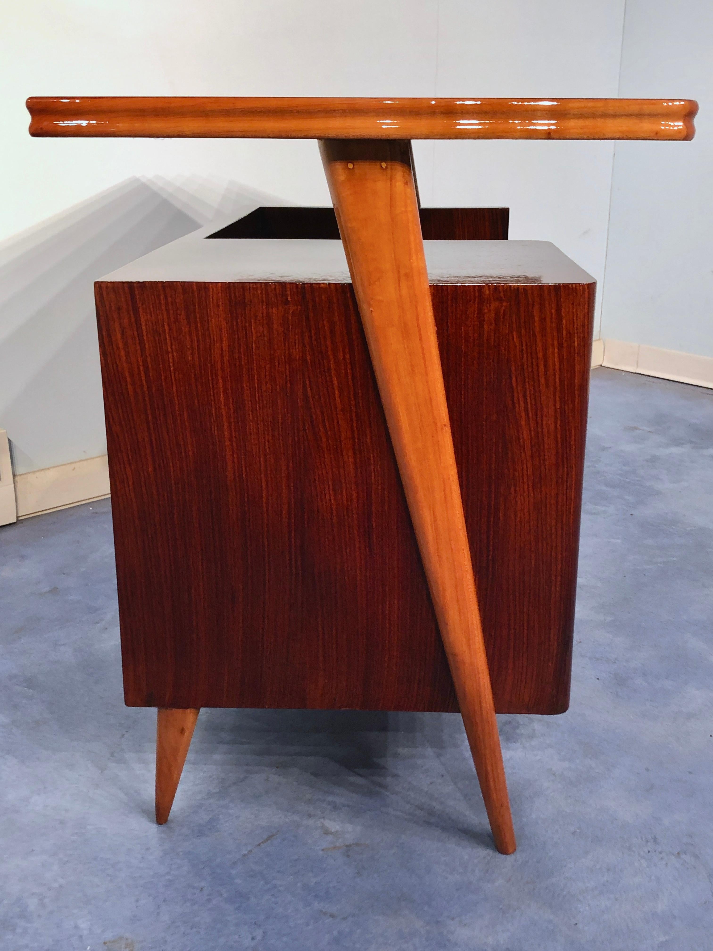 Italian Midcentury Teak Small Desk and Chair by Vittorio Dassi, 1950s 11