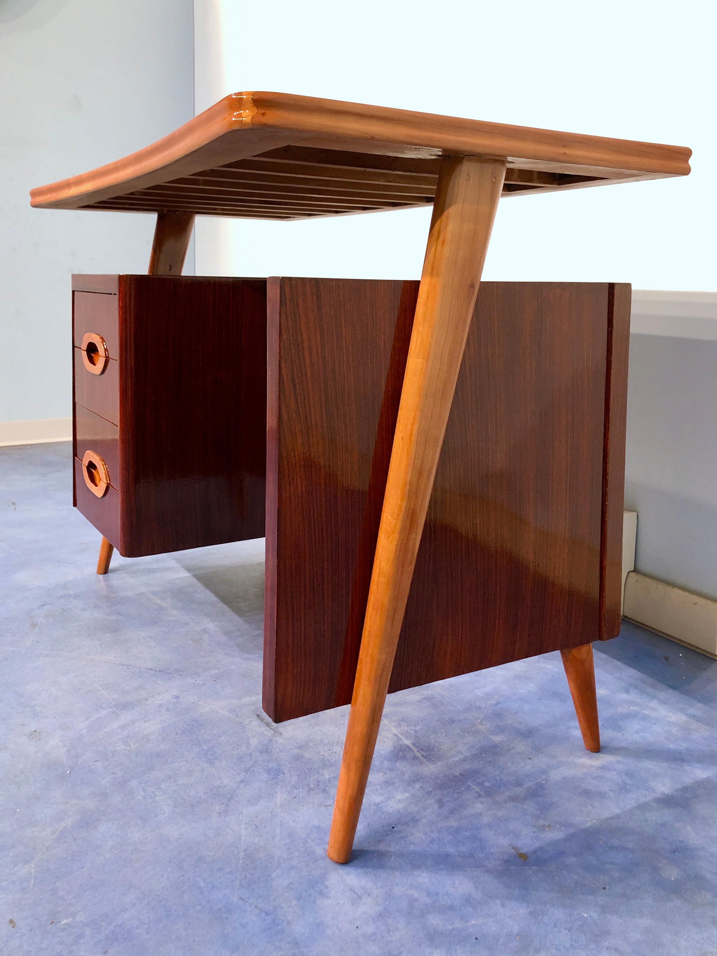 Italian Midcentury Teak Small Desk and Chair by Vittorio Dassi, 1950s 1