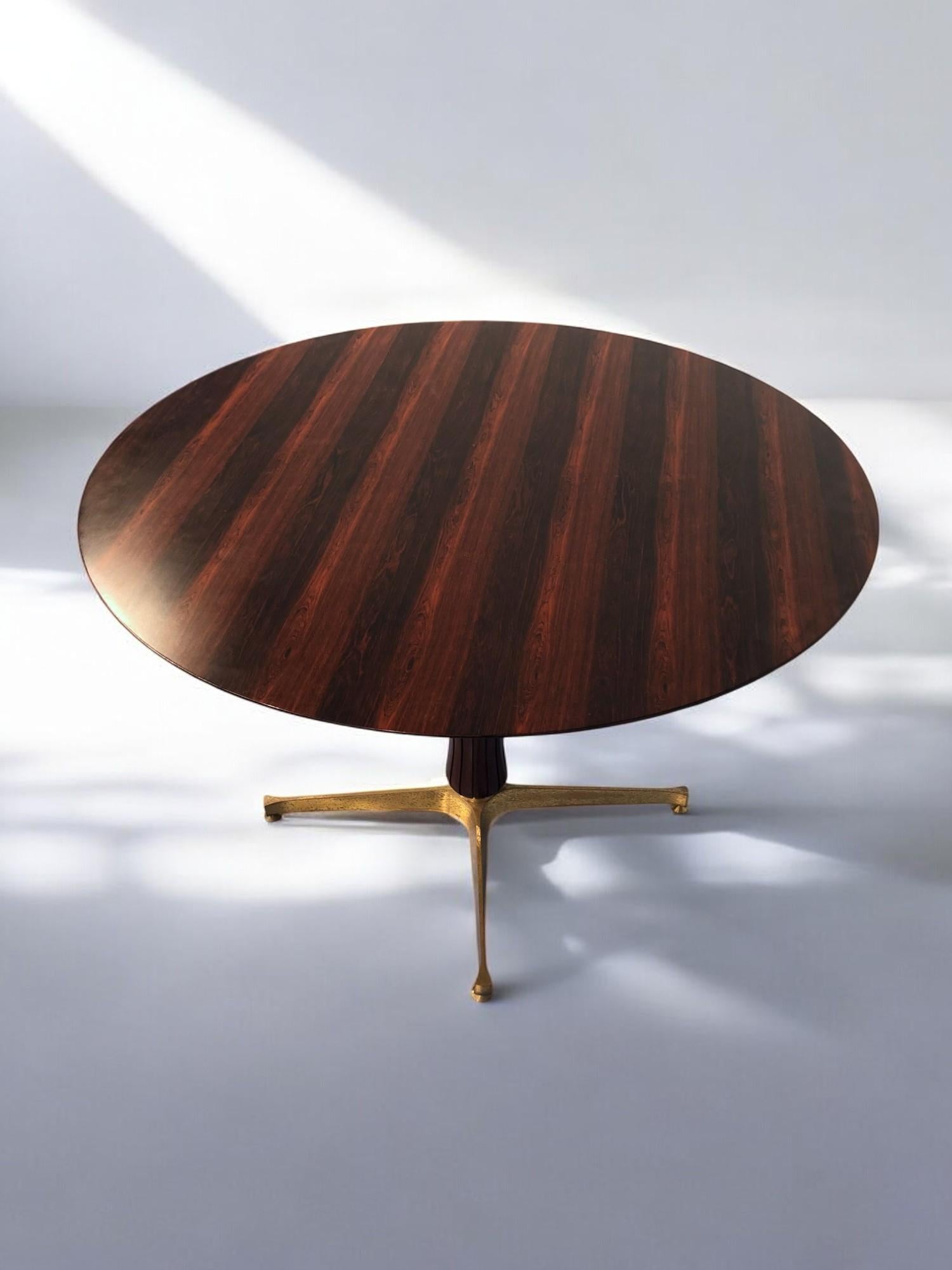 Brass Italian Midcentury Rosewood Table Attributed to Paolo Buffa, 1950s For Sale