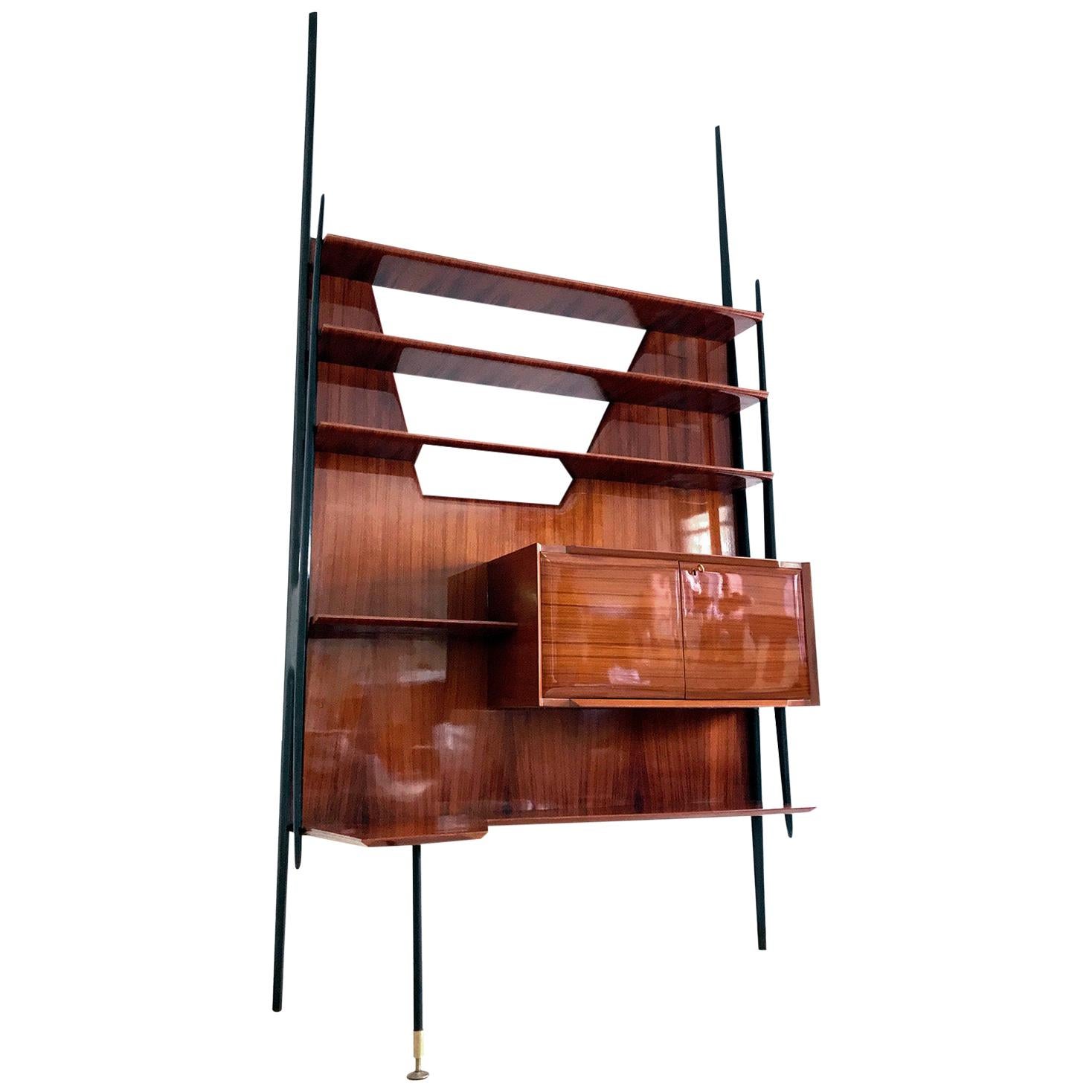Italian Rosewood Mid-Century Modern Bookcase, Attributed to Vittorio ...