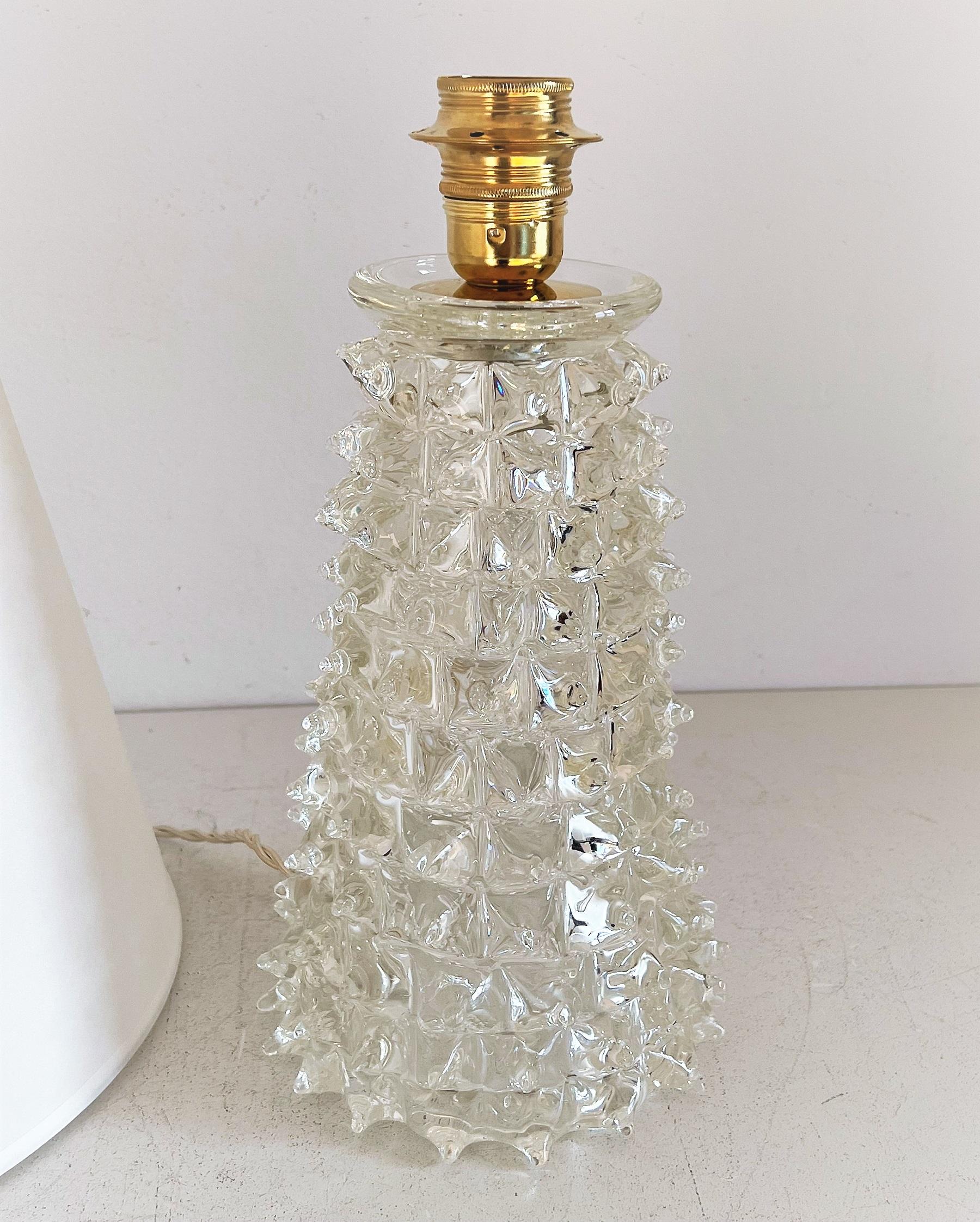 Italian Midcentury Rostrato Crystal Glass Table Lamp in Barovier Toso Style 1950 4