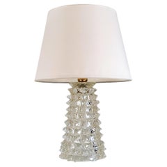 Italian Midcentury Rostrato Crystal Glass Table Lamp in Barovier Toso Style 1950