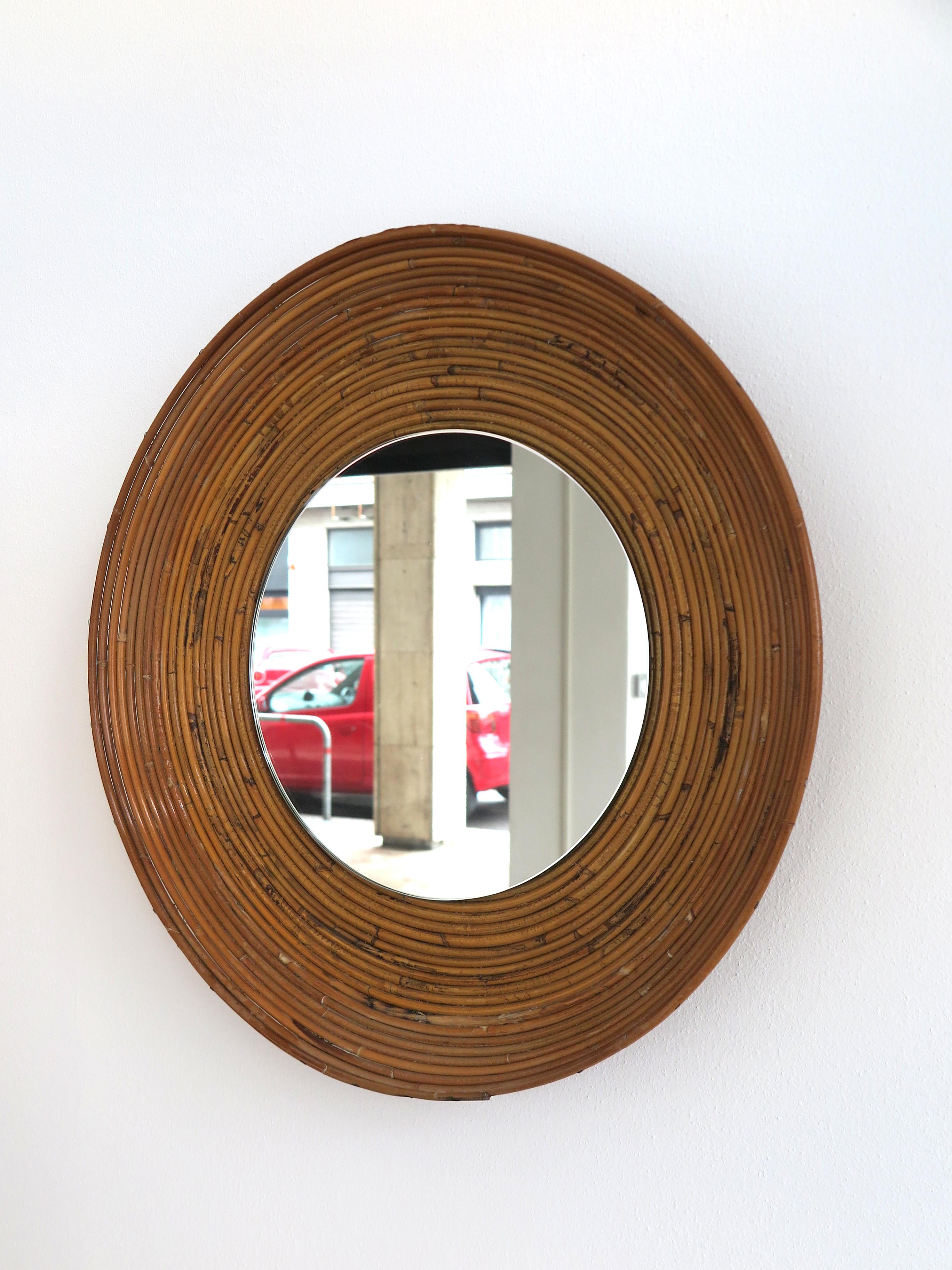 bamboo round mirror