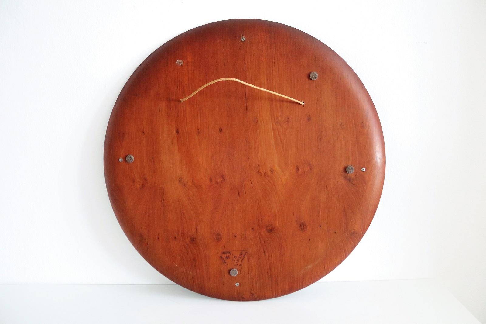 Italian Midcentury Round Wall Mirror in Teak, 1960s 8