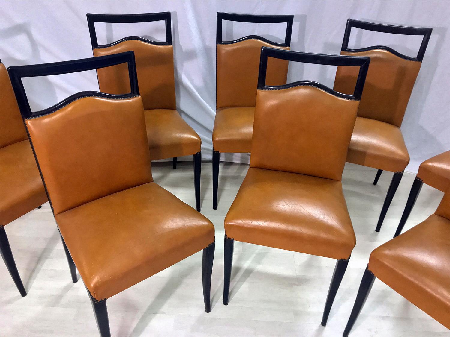 Italian Mid-Century Rust Coloured Dining Chairs by Dassi, 1950s, Set of 8 4