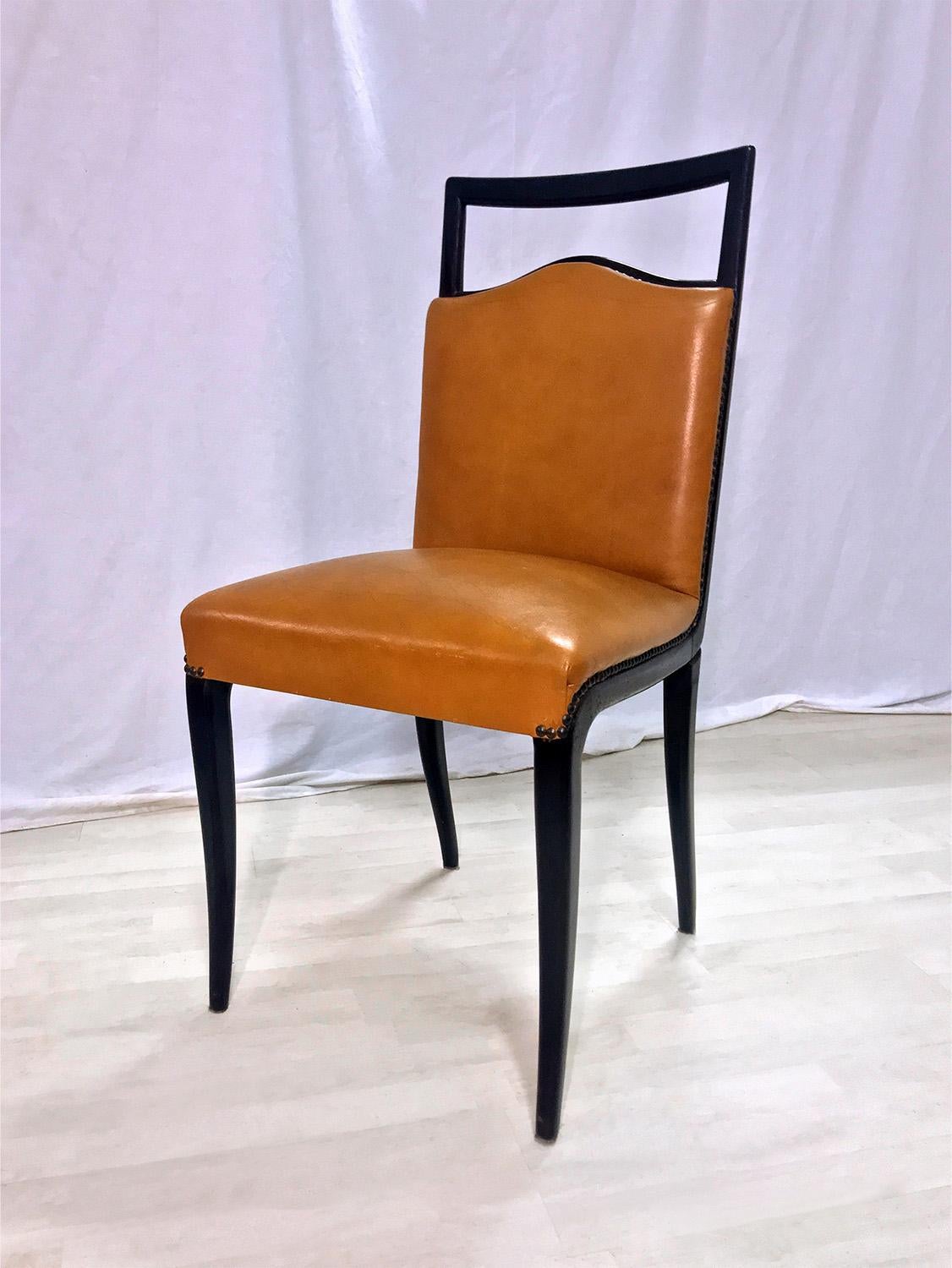 Italian Mid-Century Rust Coloured Dining Chairs by Dassi, 1950s, Set of 8 7