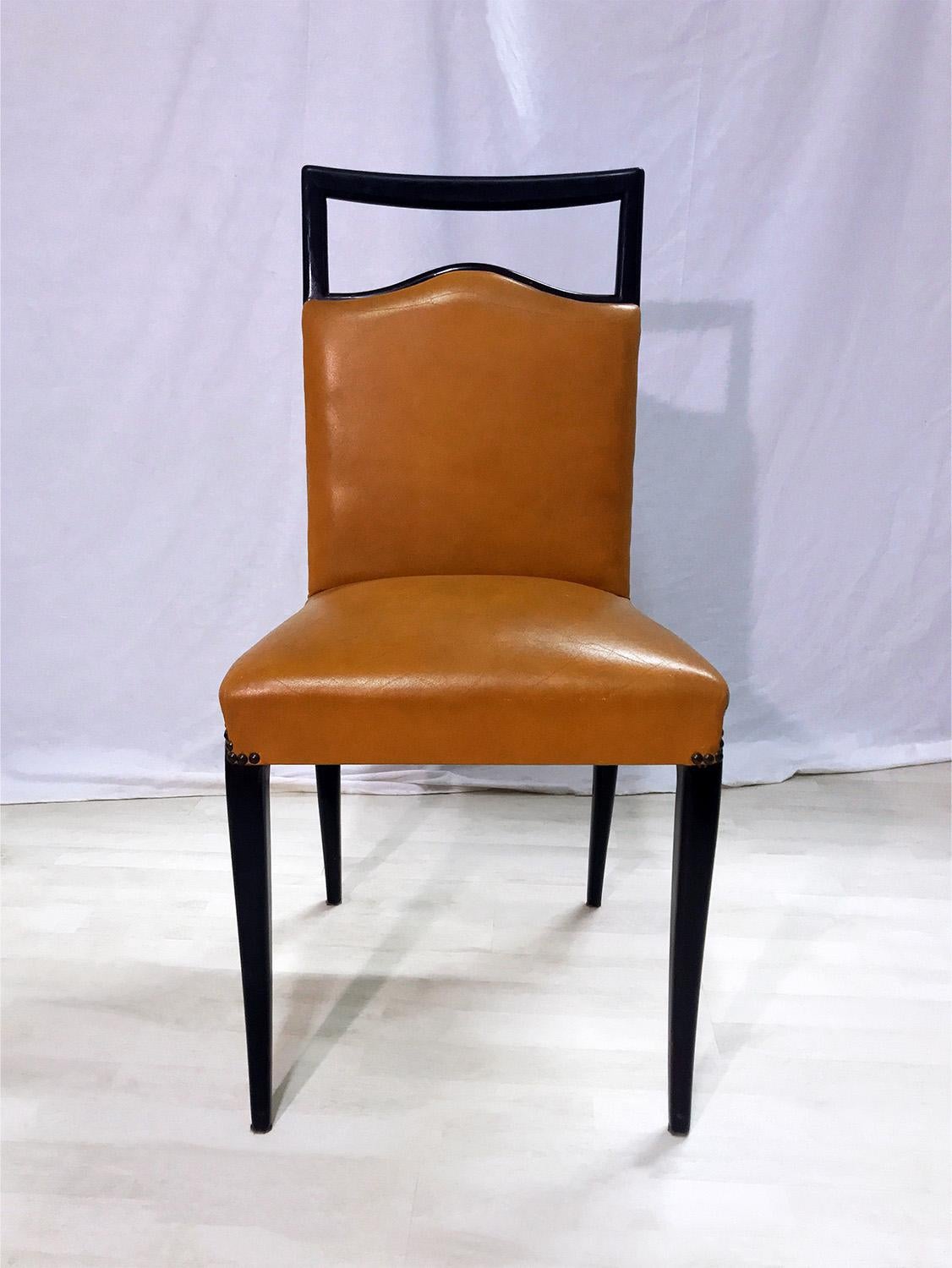 Italian Mid-Century Rust Coloured Dining Chairs by Dassi, 1950s, Set of 8 8