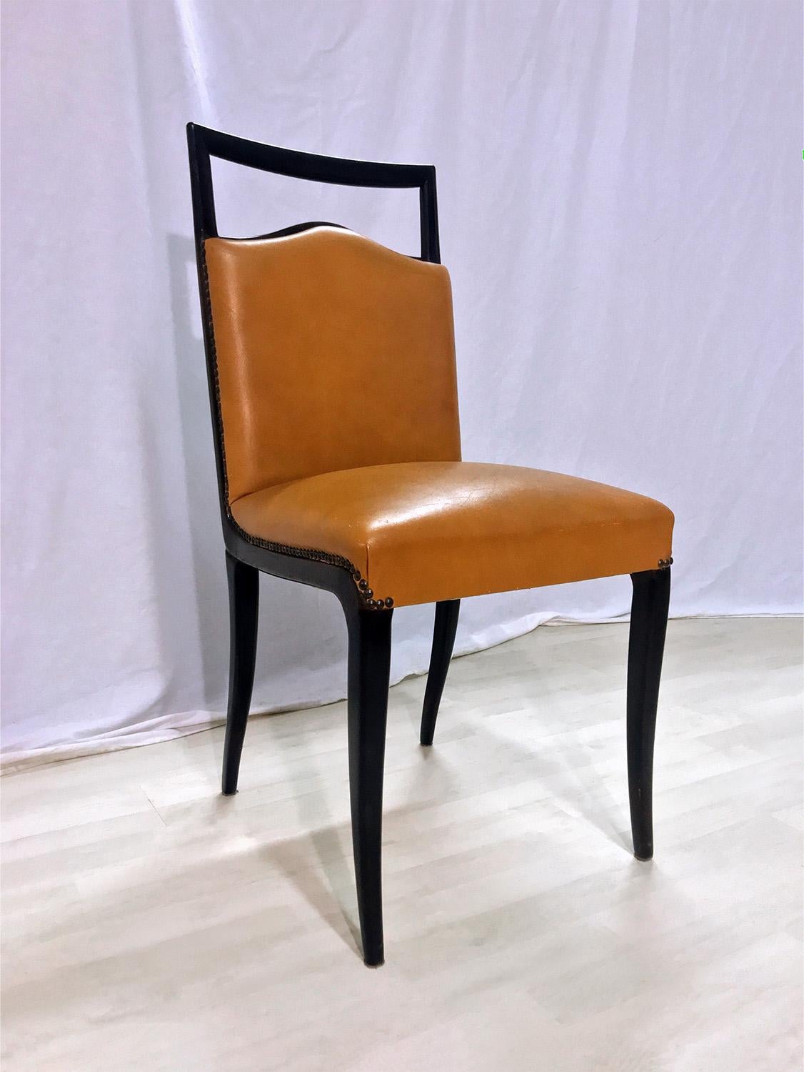 Italian Mid-Century Rust Coloured Dining Chairs by Dassi, 1950s, Set of 8 9
