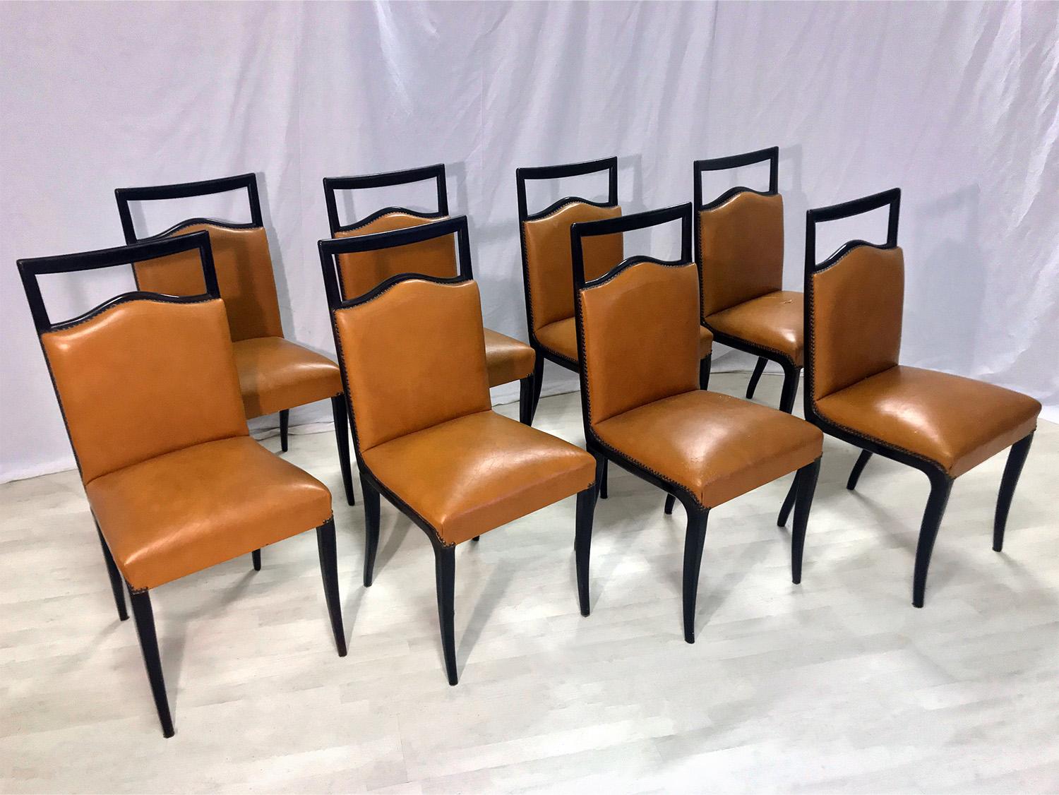 Mid-Century Modern Italian Mid-Century Rust Coloured Dining Chairs by Dassi, 1950s, Set of 8