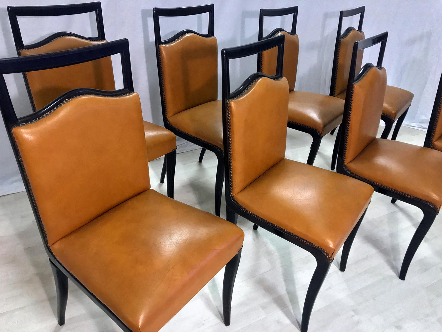 Mid-20th Century Italian Mid-Century Rust Coloured Dining Chairs by Dassi, 1950s, Set of 8