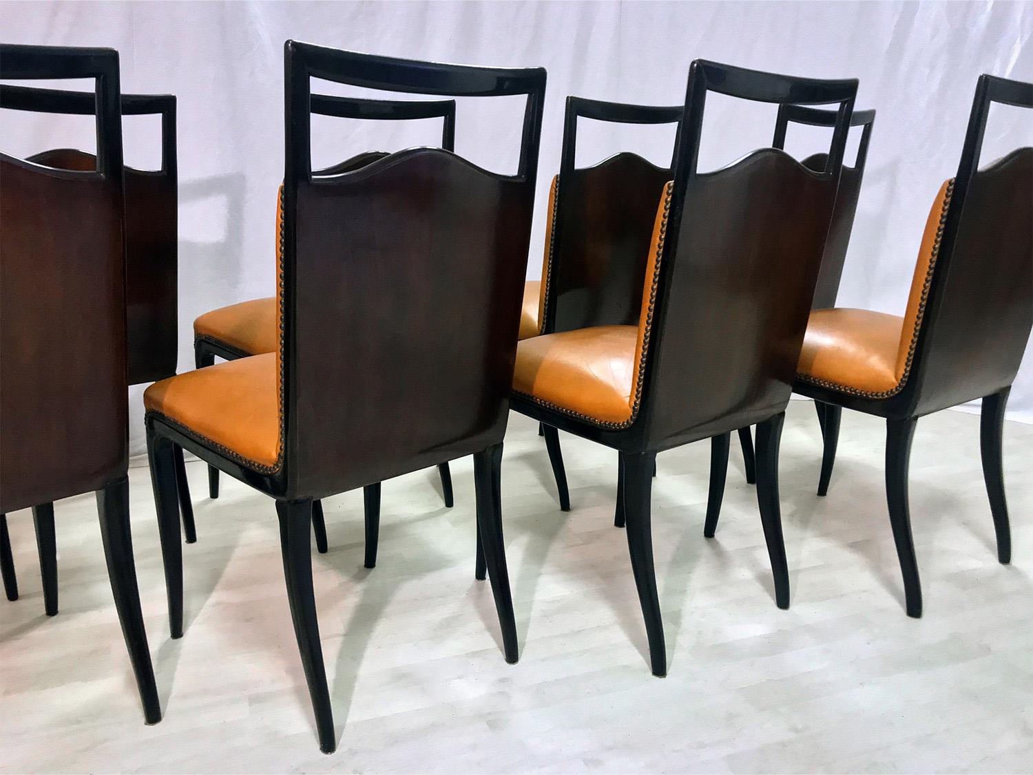 Italian Mid-Century Rust Coloured Dining Chairs by Dassi, 1950s, Set of 8 1