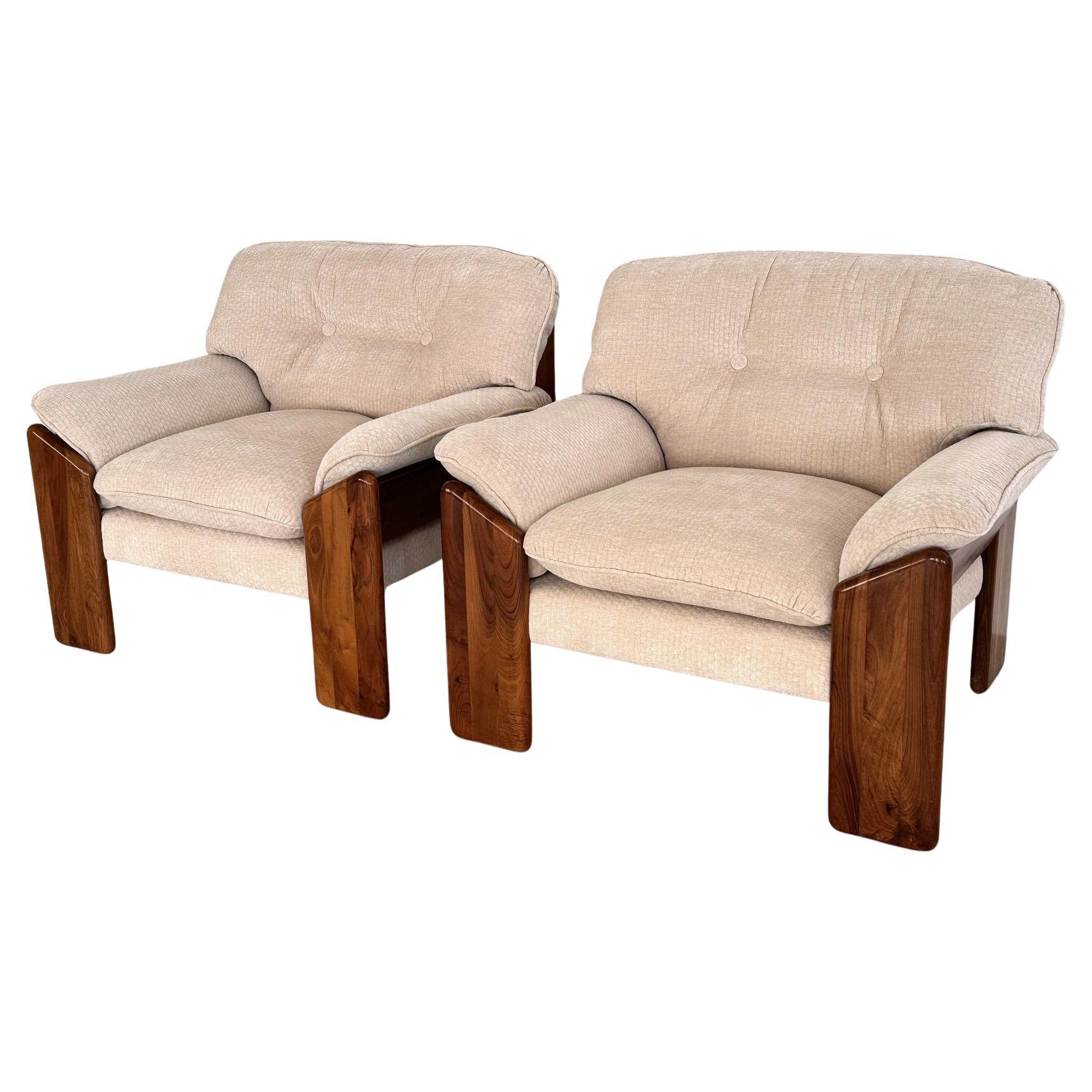 Italian Midcentury "Sapporo" Nutwood Armchairs by Mario Marenco for Mobil Girgi