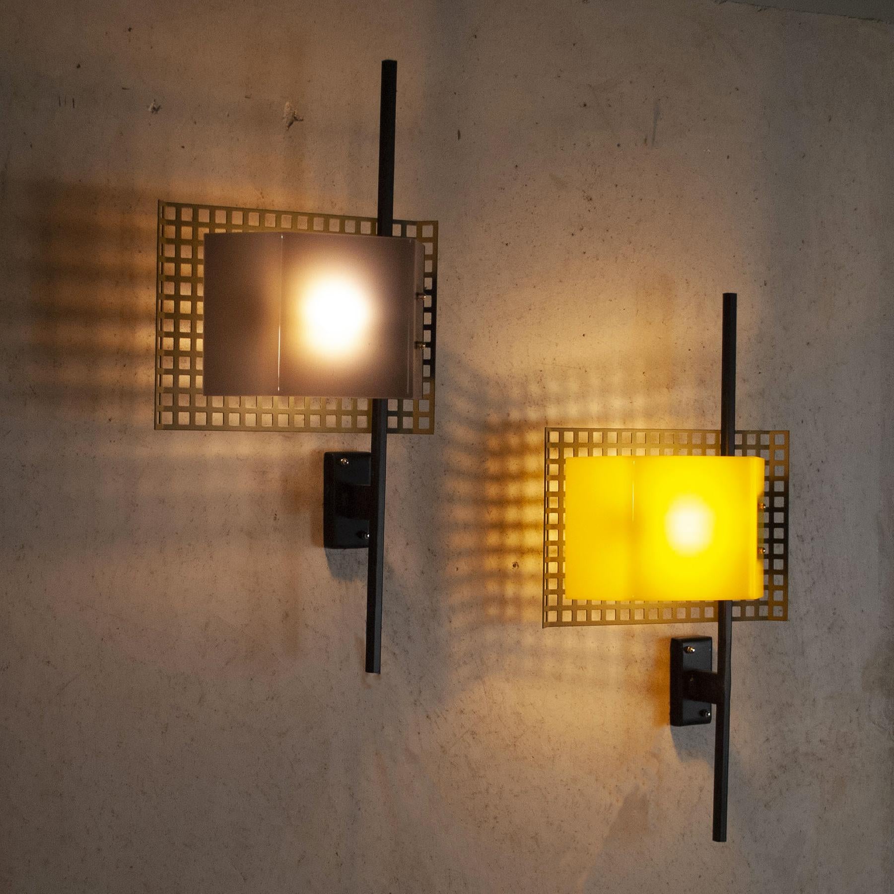 Metal Italian Midcentury Sconces Group of Ten from Early 80's For Sale