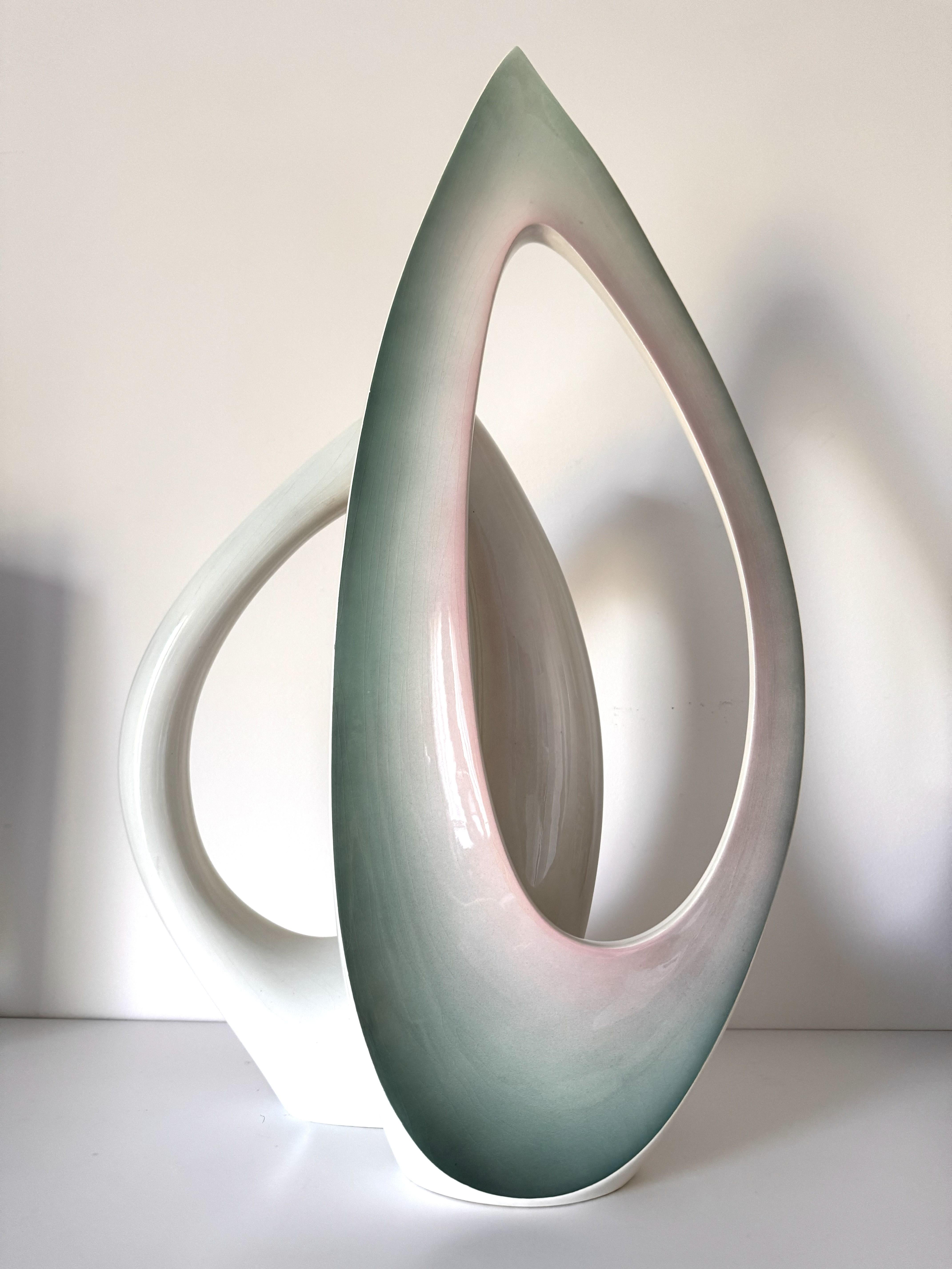 Mid-Century moderno Italian Midcentury Sculptural Ceramic Vase by VIBI Torino, 1950s in vendita