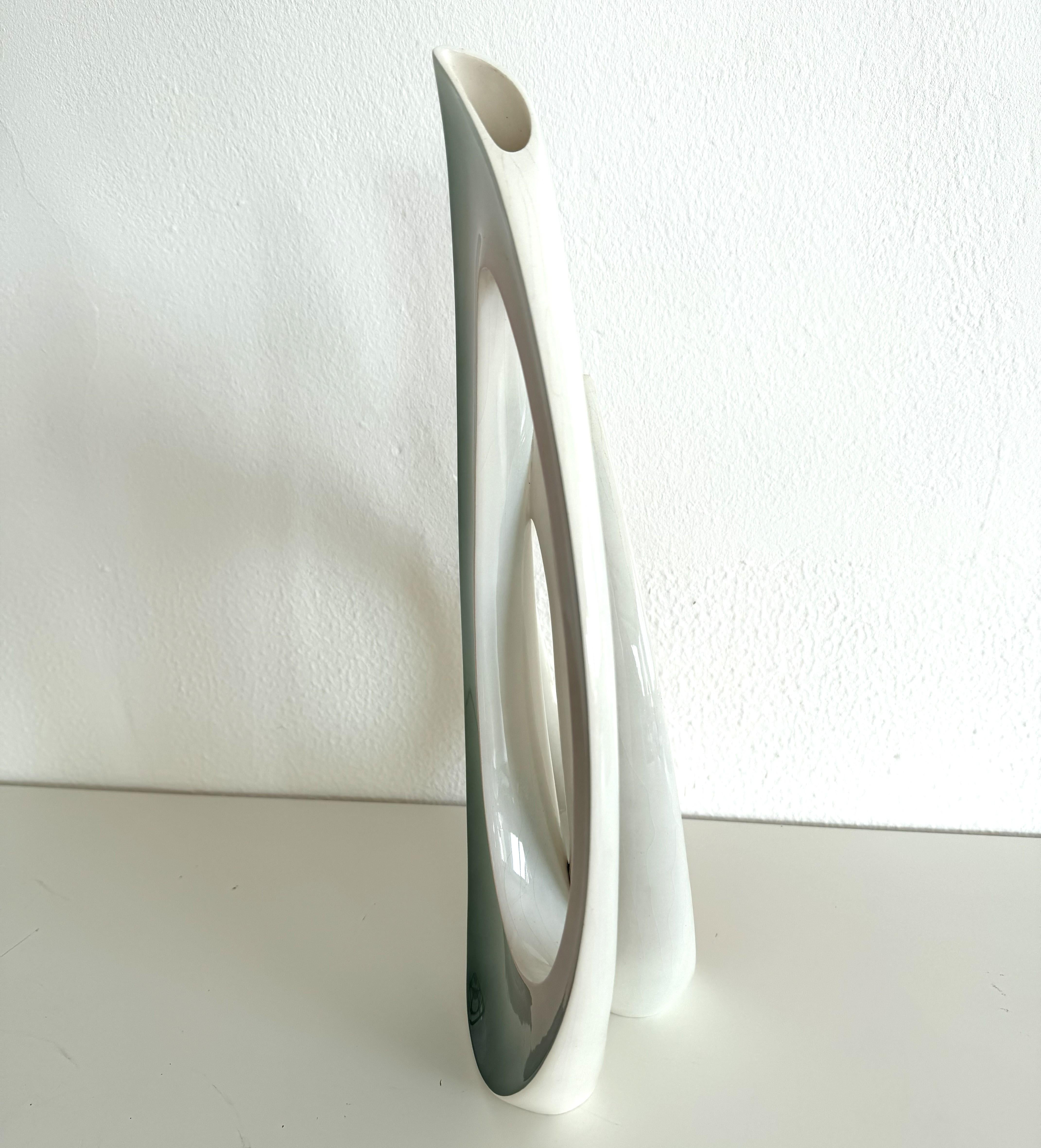 Fatto a mano Italian Midcentury Sculptural Ceramic Vase by VIBI Torino, 1950s in vendita