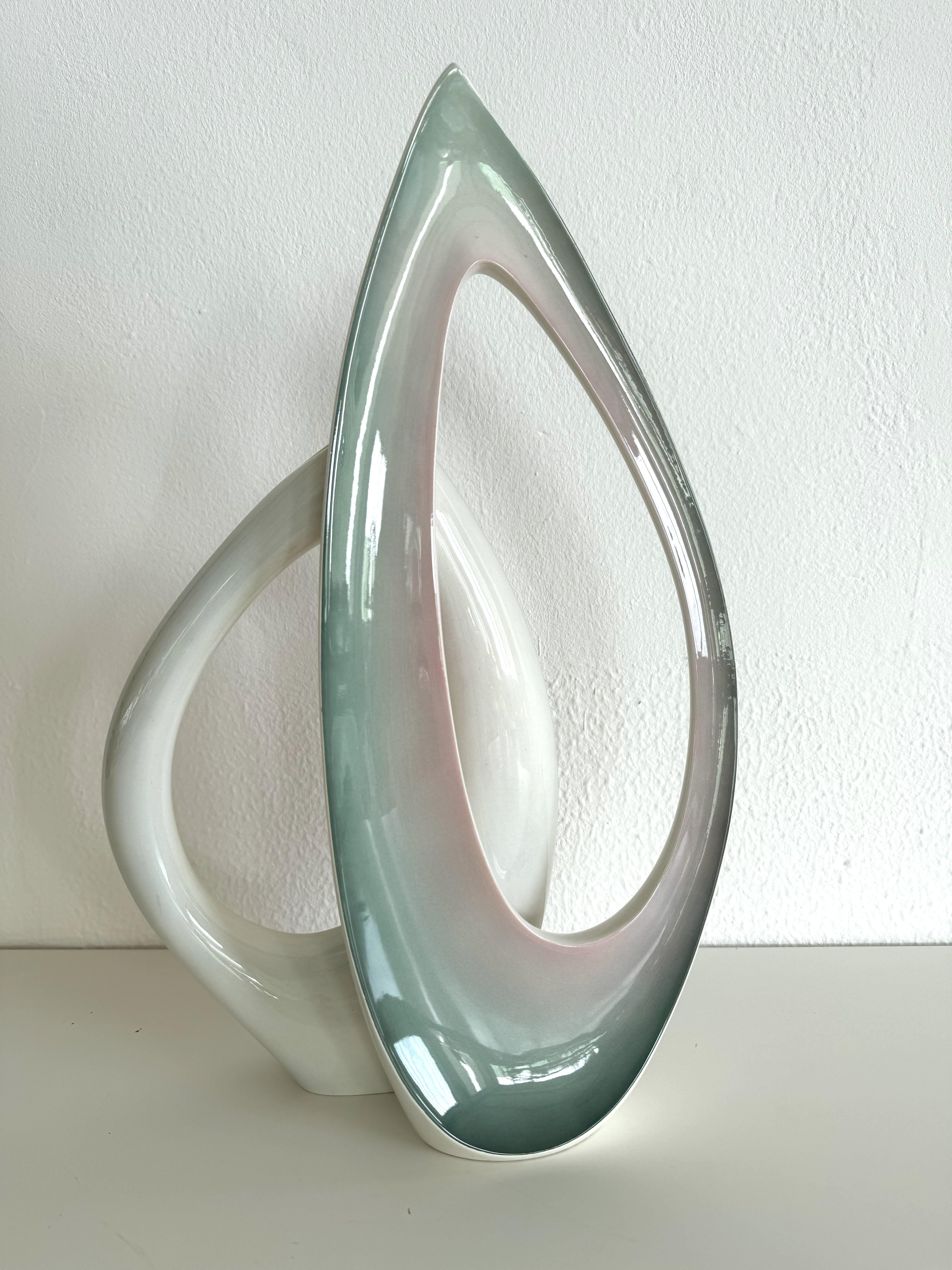 Italian Midcentury Sculptural Ceramic Vase by VIBI Torino, 1950s in vendita 1