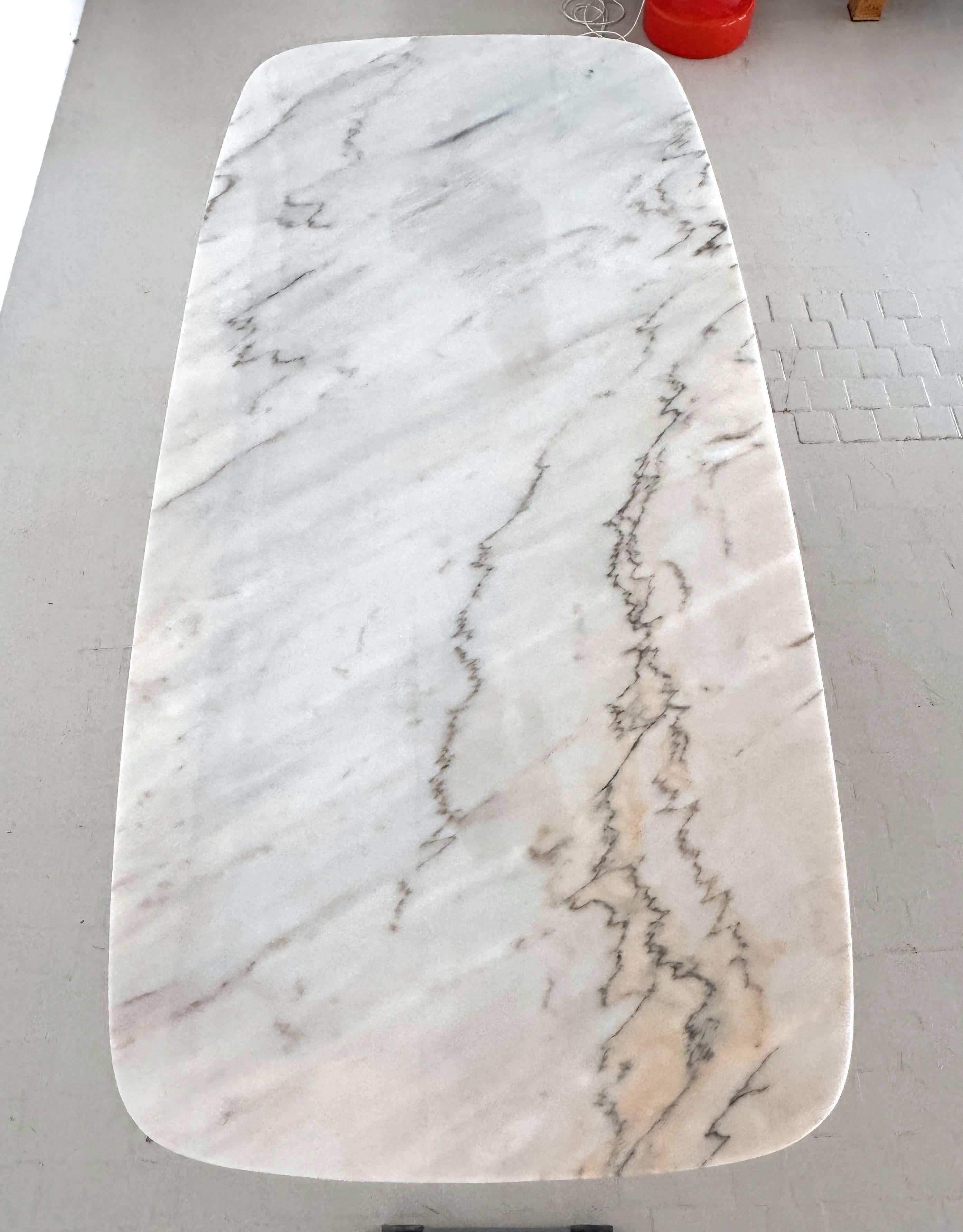 Italian Midcentury Sculptural Dining Room Table with Marble Top, 1950s For Sale 7