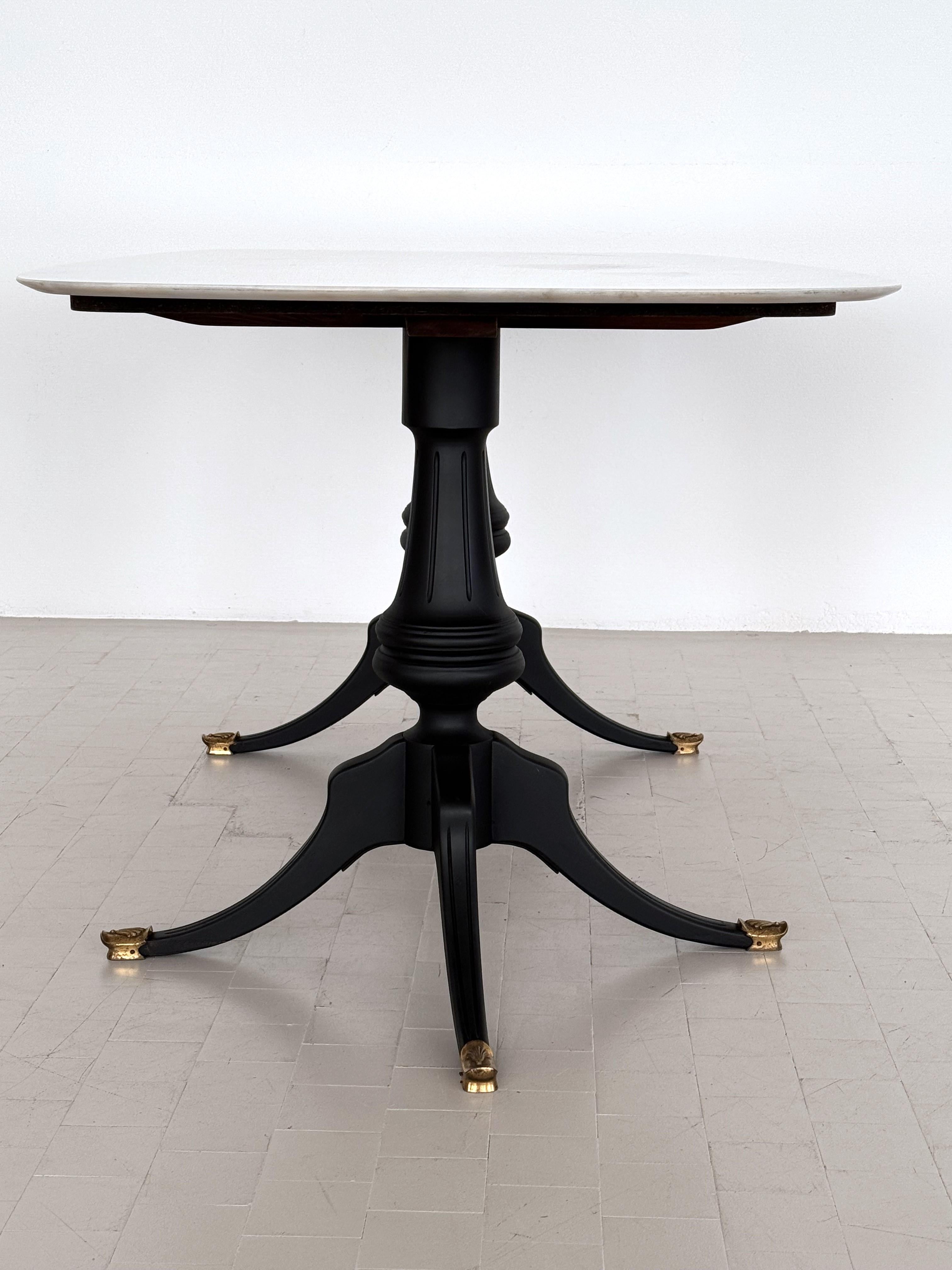 Italian Midcentury Sculptural Dining Room Table with Marble Top, 1950s For Sale 9
