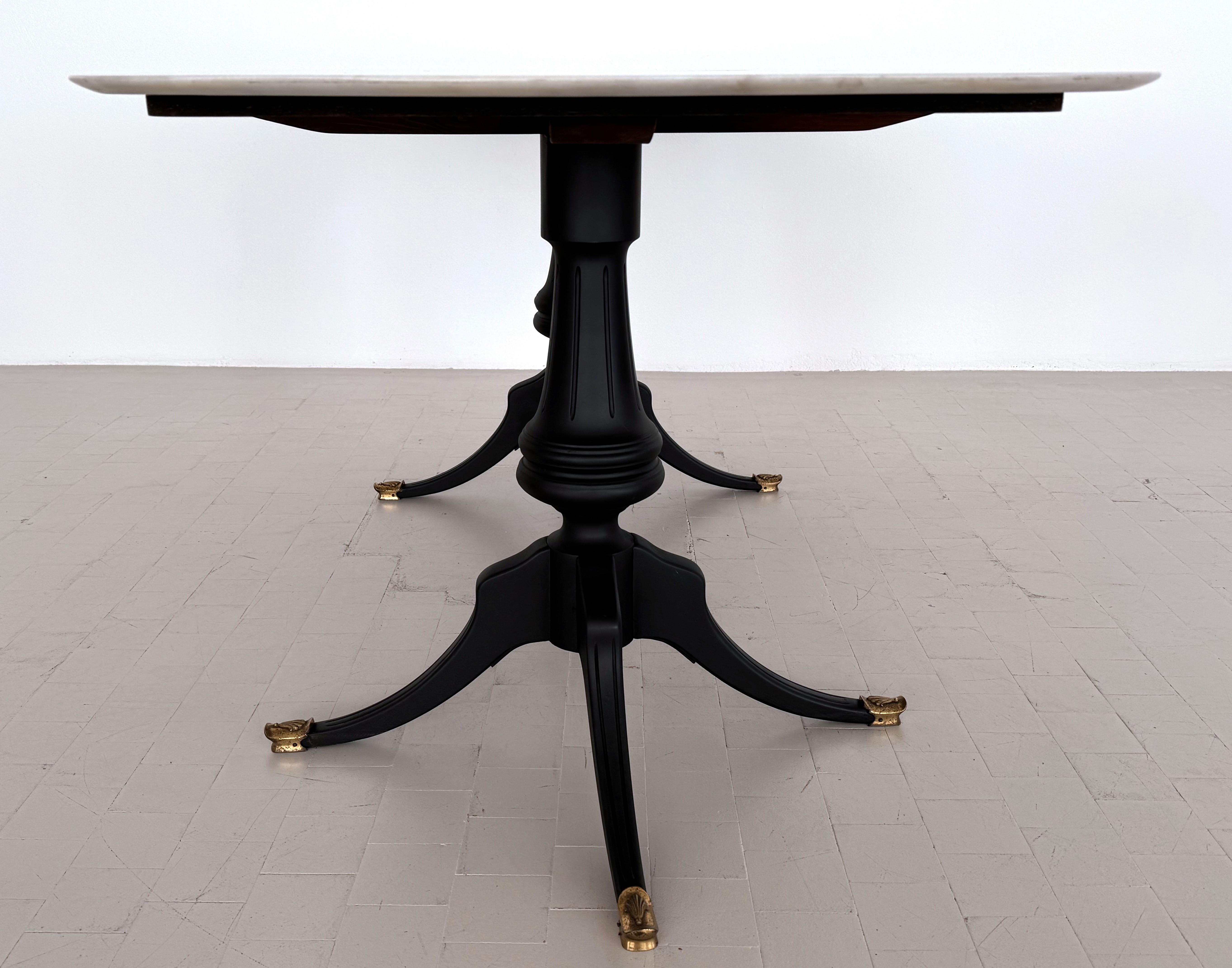 Italian Midcentury Sculptural Dining Room Table with Marble Top, 1950s For Sale 10